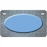 Light Blue White Small Chevron Oval Oil Rubbed Metal Novelty License Plate 7" x 4" (MP)