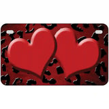 Red Black Cheetah Hearts Oil Rubbed Metal Novelty License Plate 7" x 4" (MP)