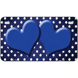Blue White Small Dots Hearts Oil Rubbed Metal Novelty License Plate 7" x 4" (MP)