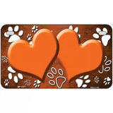 Paw Heart Orange White Metal Novelty License Plate 7" x 4" (MP)