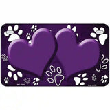Paw Heart Purple White Metal Novelty License Plate 7" x 4" (MP)