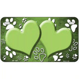 Paw Heart Lime Green White Metal Novelty License Plate 7" x 4" (MP)