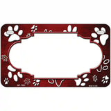 Paw Scallop Red White Metal Novelty License Plate 7" x 4" (MP)