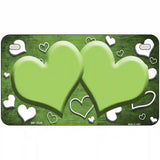 Lime Green White Love Hearts Oil Rubbed Metal Novelty License Plate 7" x 4" (MP)