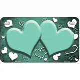 Mint White Love Hearts Oil Rubbed Metal Novelty License Plate 7" x 4" (MP)
