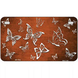 Orange White Butterfly Oil Rubbed Metal Novelty License Plate 7" x 4" (MP)