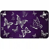 Purple White Butterfly Oil Rubbed Metal Novelty License Plate