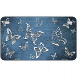 Light Blue White Butterfly Oil Rubbed Metal Novelty License Plate 7" x 4" (MP)