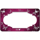 Pink White Scallop Butterfly Oil Rubbed Metal Novelty License Plate 7" x 4" (MP)