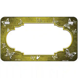Yellow White Scallop Butterfly Oil Rubbed Metal Novelty License Plate 7" x 4" (MP)