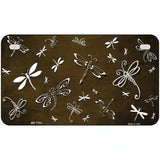 Brown White Dragonfly Oil Rubbed Metal Novelty License Plate 7" x 4" (MP)