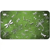 Lime Green White Dragonfly Oil Rubbed Metal Novelty License Plate 7" x 4" (MP)