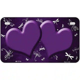 Purple White Dragonfly Hearts Oil Rubbed Metal Novelty License Plate 7" x 4" (MP)
