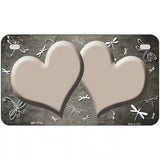 Tan White Dragonfly Hearts Oil Rubbed Metal Novelty License Plate 7" x 4" (MP)