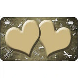 Gold White Dragonfly Hearts Oil Rubbed Metal Novelty License Plate 7" x 4" (MP)
