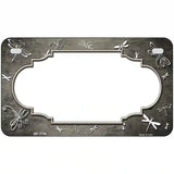 Tan White Dragonfly Scallop Oil Rubbed Metal Novelty License Plate 7" x 4" (MP)