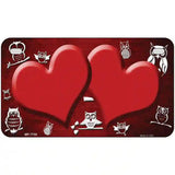 Red White Owl Hearts Oil Rubbed Metal Novelty License Plate 7" x 4" (MP)