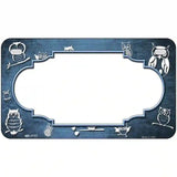 Light Blue White Owl Scallop Oil Rubbed Metal Novelty License Plate 7" x 4" (MP)