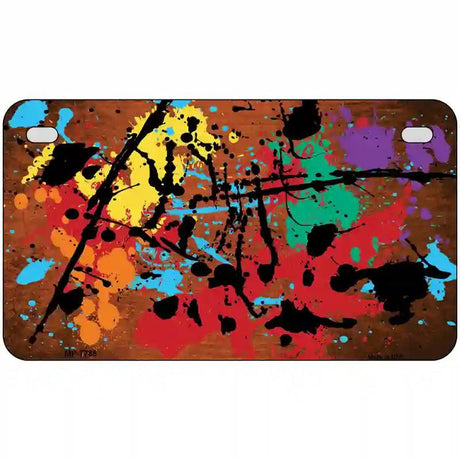 Orange Splatter Oil Rubbed Metal Novelty License Plate 7" x 4" (MP)