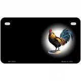Rooster Offset Black Metal Novelty License Plate 7" x 4" (MP)