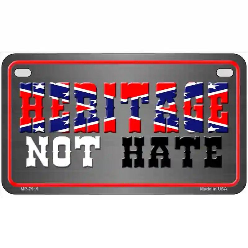Heritage Not Hate Rebel Flag Novelty Metal License Plate 7" x 4" (MP)