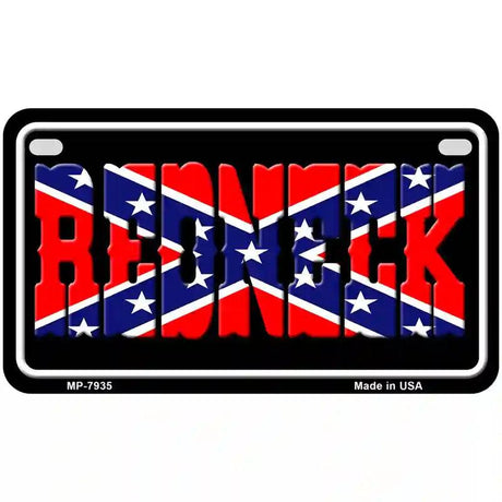 Redneck with Rebel Flag Novelty Metal License Plate 7" x 4" (MP)