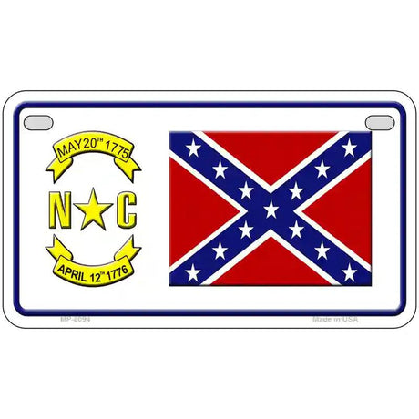 Confederate Flag North Carolina Novelty Metal License Plate 7" x 4" (MP)
