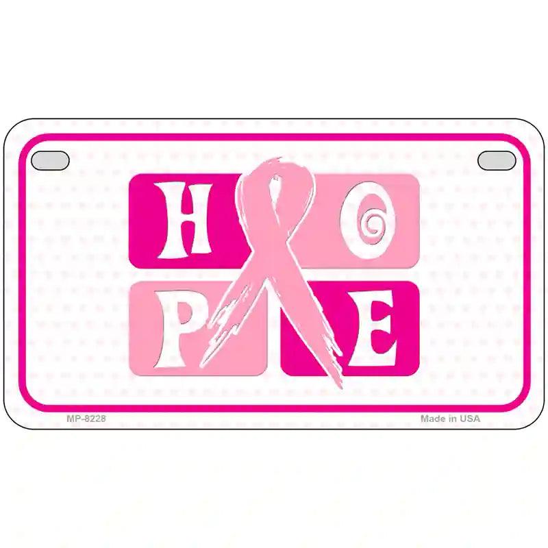 Hope Breast Cancer Ribbon Novelty Metal License Plate 7" x 4" (MP)