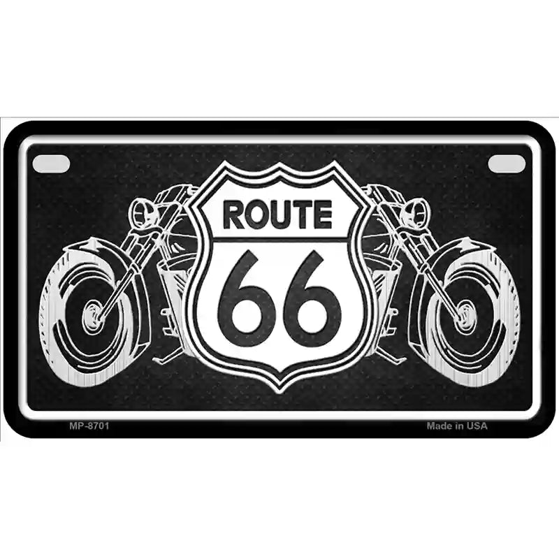 Route 66 With Bikes Metal Novelty License Plate 7" x 4" (MP)