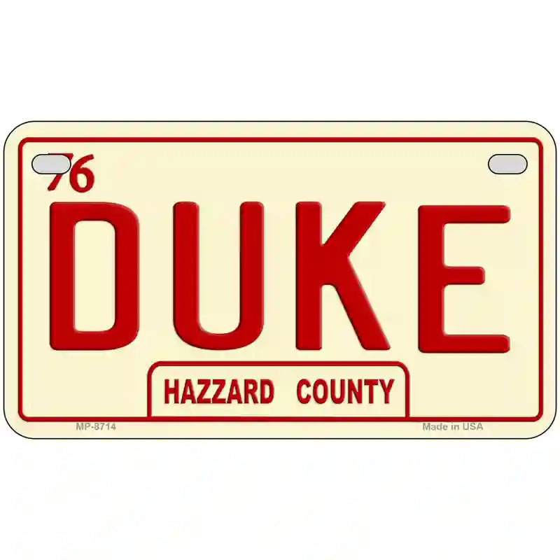 Duke Metal Novelty License Plate 7" x 4" (MP)