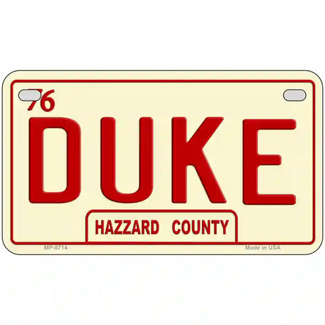 Duke Metal Novelty License Plate 7" x 4" (MP)