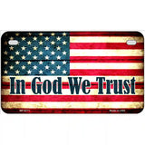 In God We Trust American Flag Metal Novelty License Plate 7" x 4" (MP)