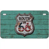 Route 66 Rusty On Wood Metal Novelty License Plate 7" x 4" (MP)