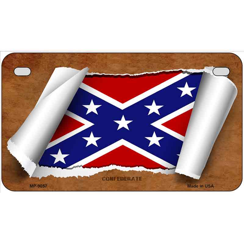 Confederate Flag Scroll Metal Novelty License Plate