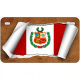 Peru Flag Scroll Metal Novelty License Plate 7" x 4" (MP)