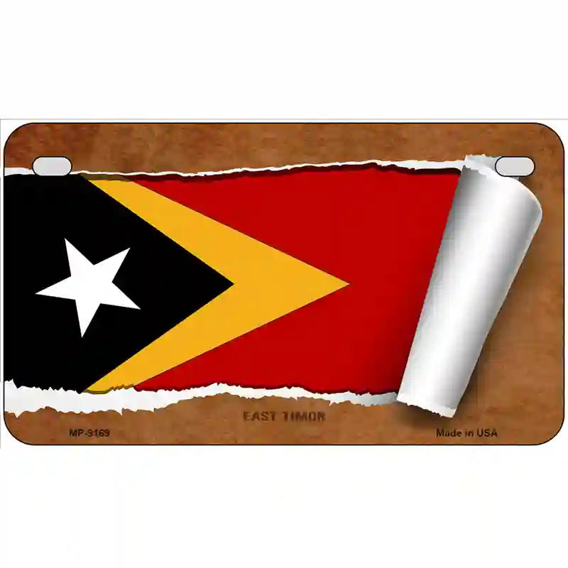 East Timor Flag Scroll Metal Novelty License Plate 7" x 4" (MP)