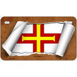 Guernsey Flag Scroll Metal Novelty License Plate 7" x 4" (MP)