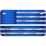 Blue American Flag Thin White Line Novelty Metal License Plate 7" x 4" (MP)