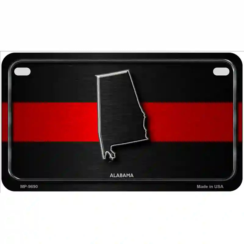 Alabama Thin Red Line Metal Novelty License Plate 7" x 4" (MP)