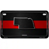Nebraska Thin Red Line Metal Novelty License Plate 7" x 4" (MP)