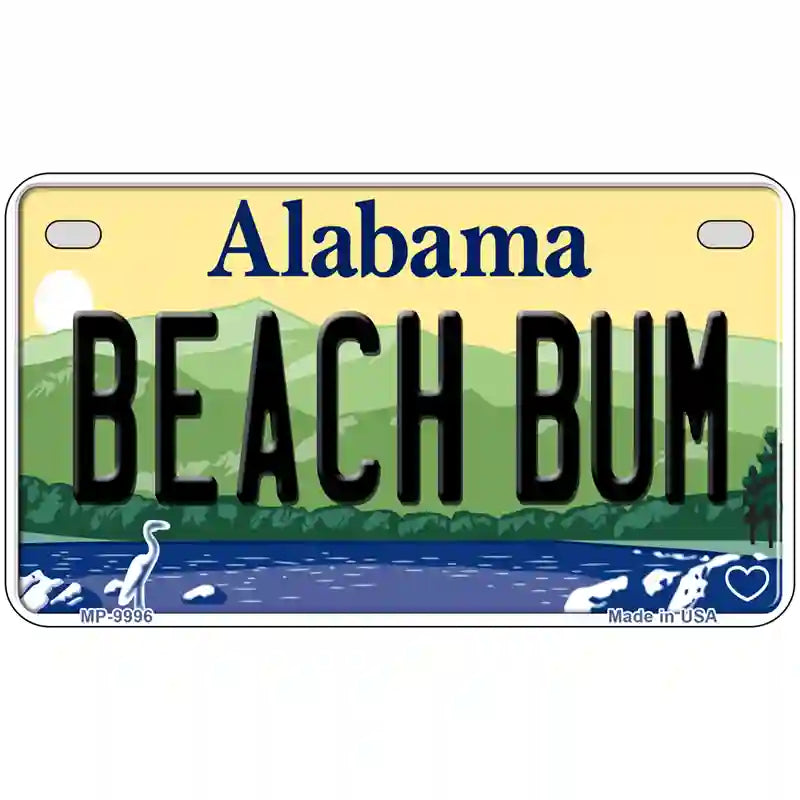 Beach Bum Alabama Metal Novelty License Plate 7" x 4" (MP)
