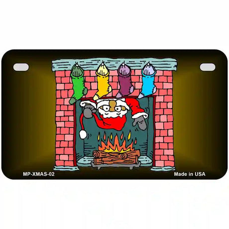 Santa Chimney Metal Novelty License Plate 7" x 4" (MP)