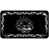 Pig In Flames Black Brushed Chrome Novelty Metal License Plate 7" x 4" (MP)