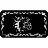 Dog In Flames Black Brushed Chrome Novelty Metal License Plate 7" x 4" (MP)