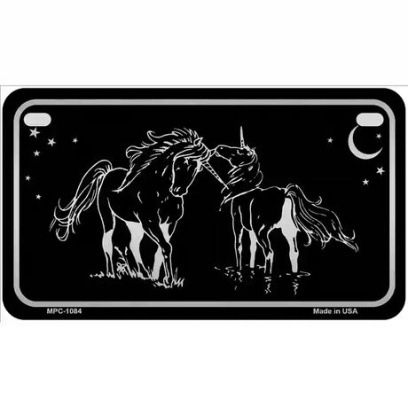 Unicorns Black Brushed Chrome Novelty Metal License Plate 7" x 4" (MP)