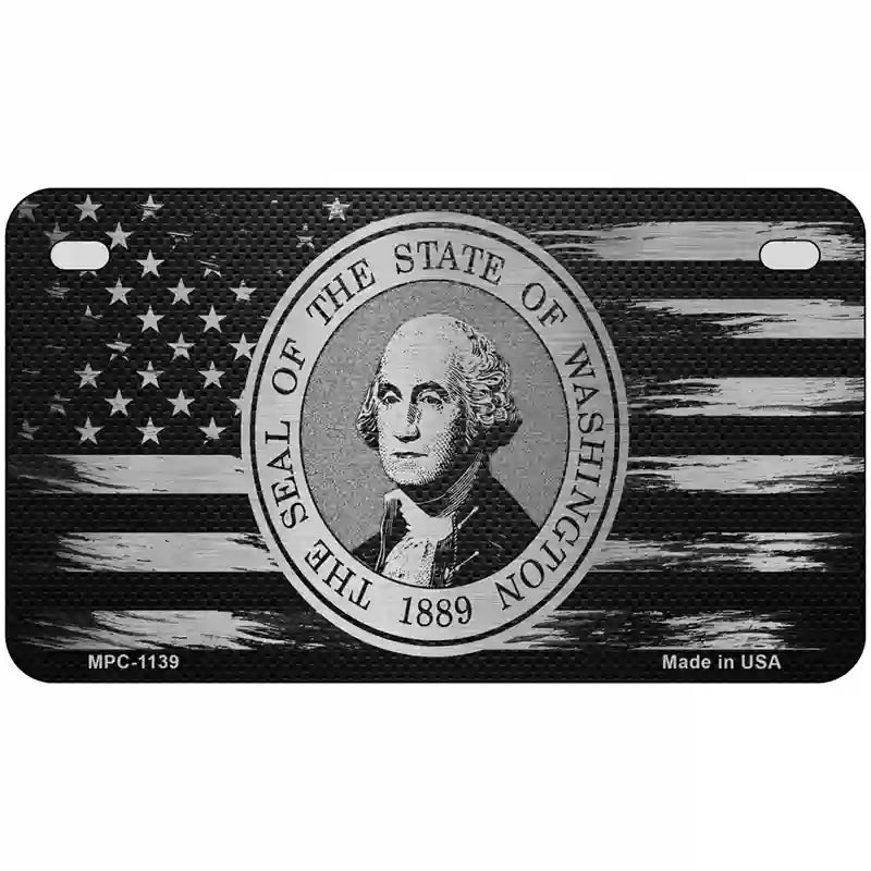 Washington Carbon Fiber Novelty Metal License Plate 7" x 4" (MP)