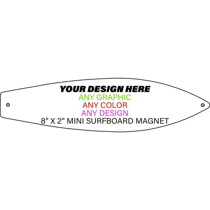 Personalized Design Your Own Custom Novelty Aluminum Mini Surfboard Magnet | 8" x 2"