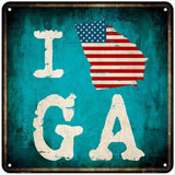I Love Georgia Novelty Metal Square Sign 6" (MSQ)