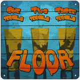 One Two Three Floor Novelty Metal Square Sign 6" (MSQ)