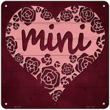 Mini Heart Rose Novelty Metal Square Sign 6" (MSQ)